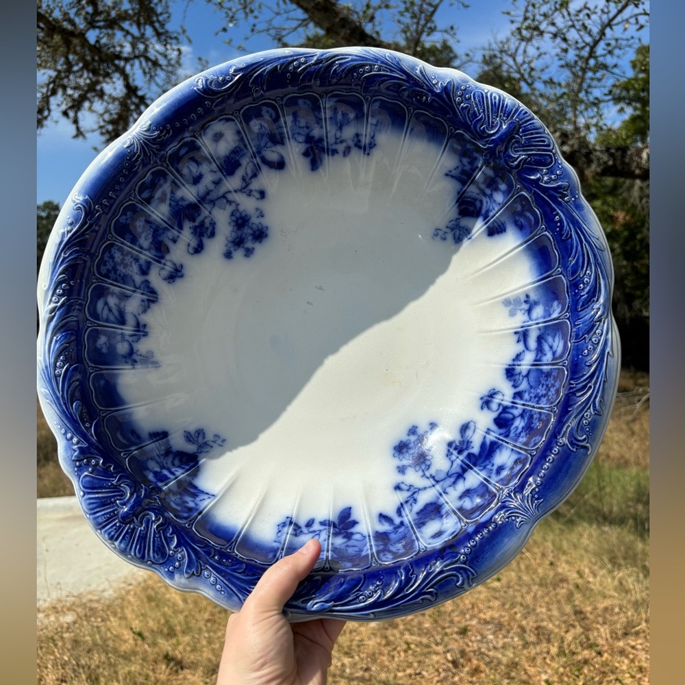 Clayton Johnson & Brothers Blue Flow Transfer Ware Early 1900s Basin